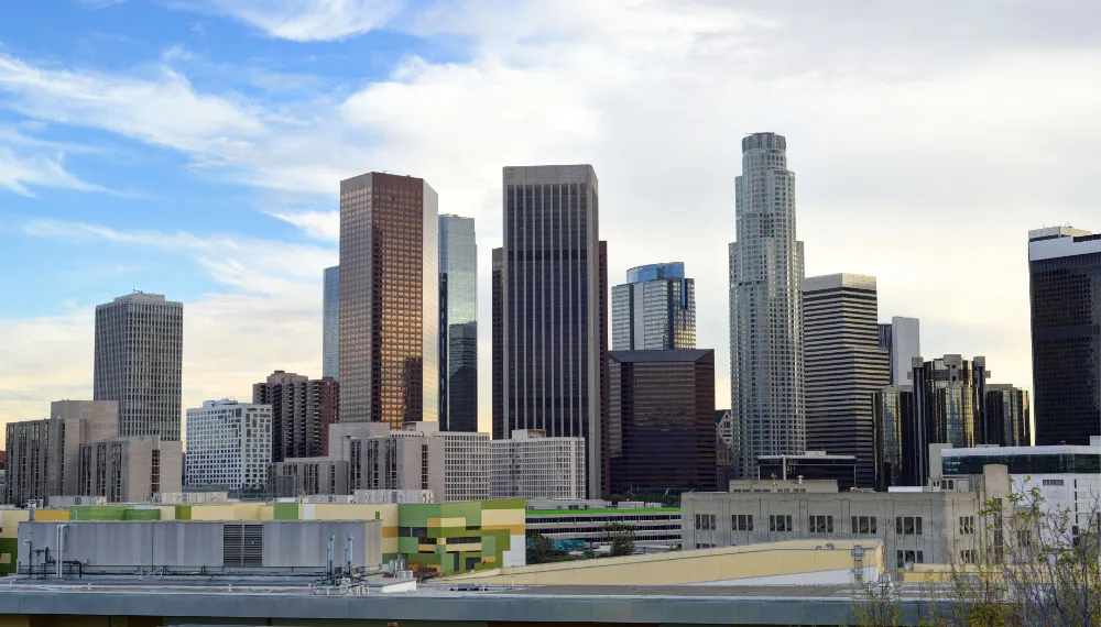 Packed boxes labeled for LA move from SF, TrekMovers