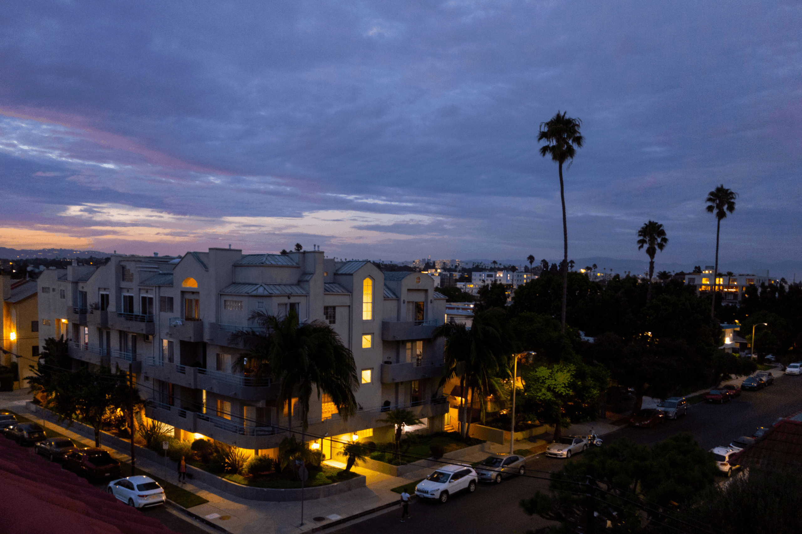 Los Angeles neighborhood, Mar Vista, at Dusk.