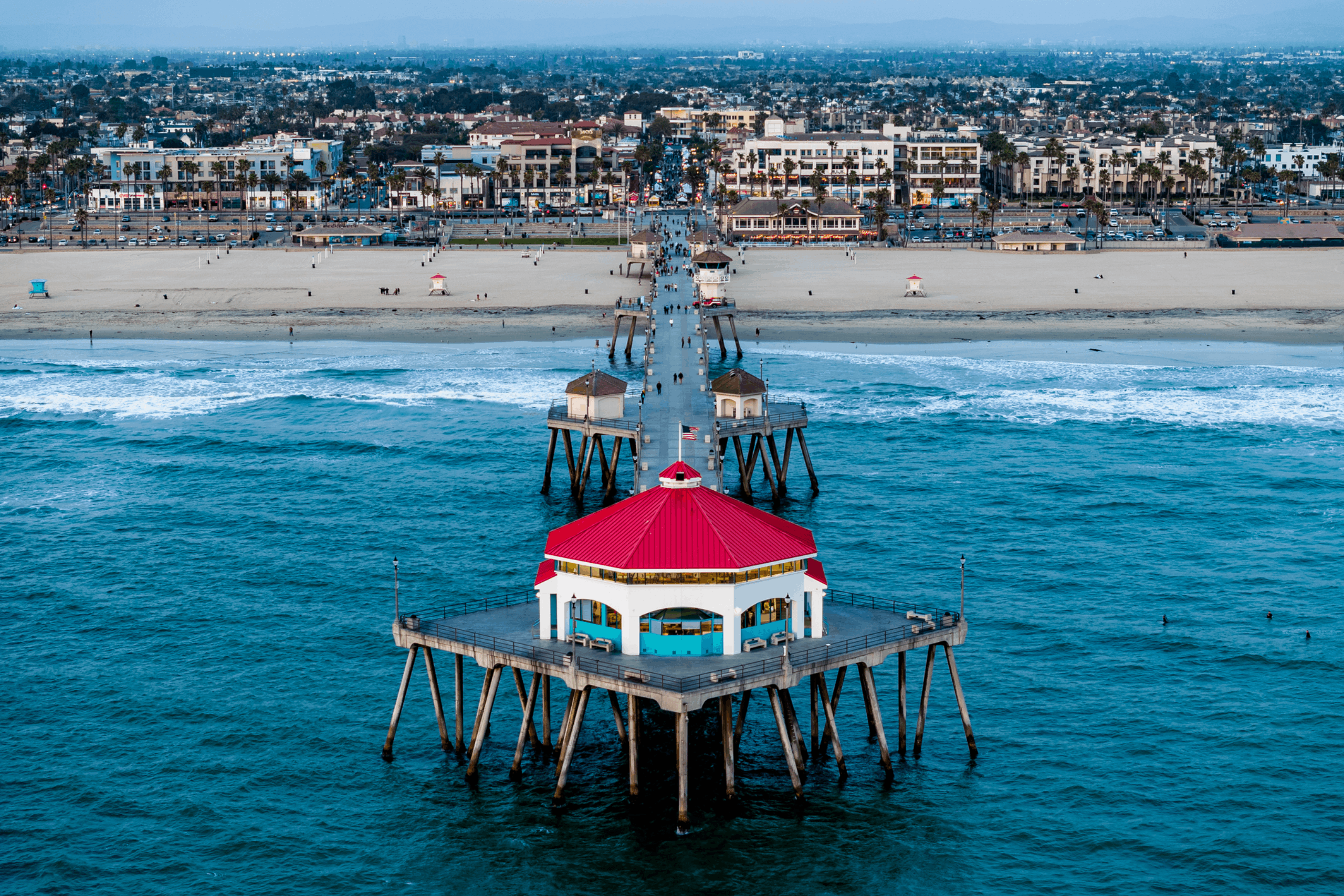 Golden hour just off Huntington Beach lined up with the pier.