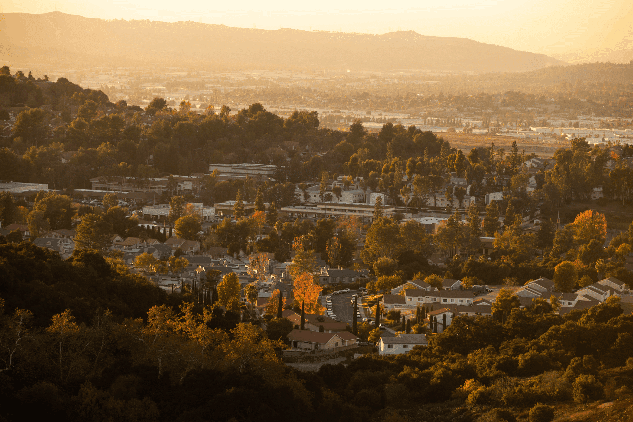 Sunset view of the city of Diamond Bar, California, USA.