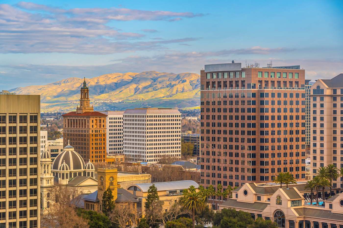 Downtown view of the San Jose city skyline in California, USA.