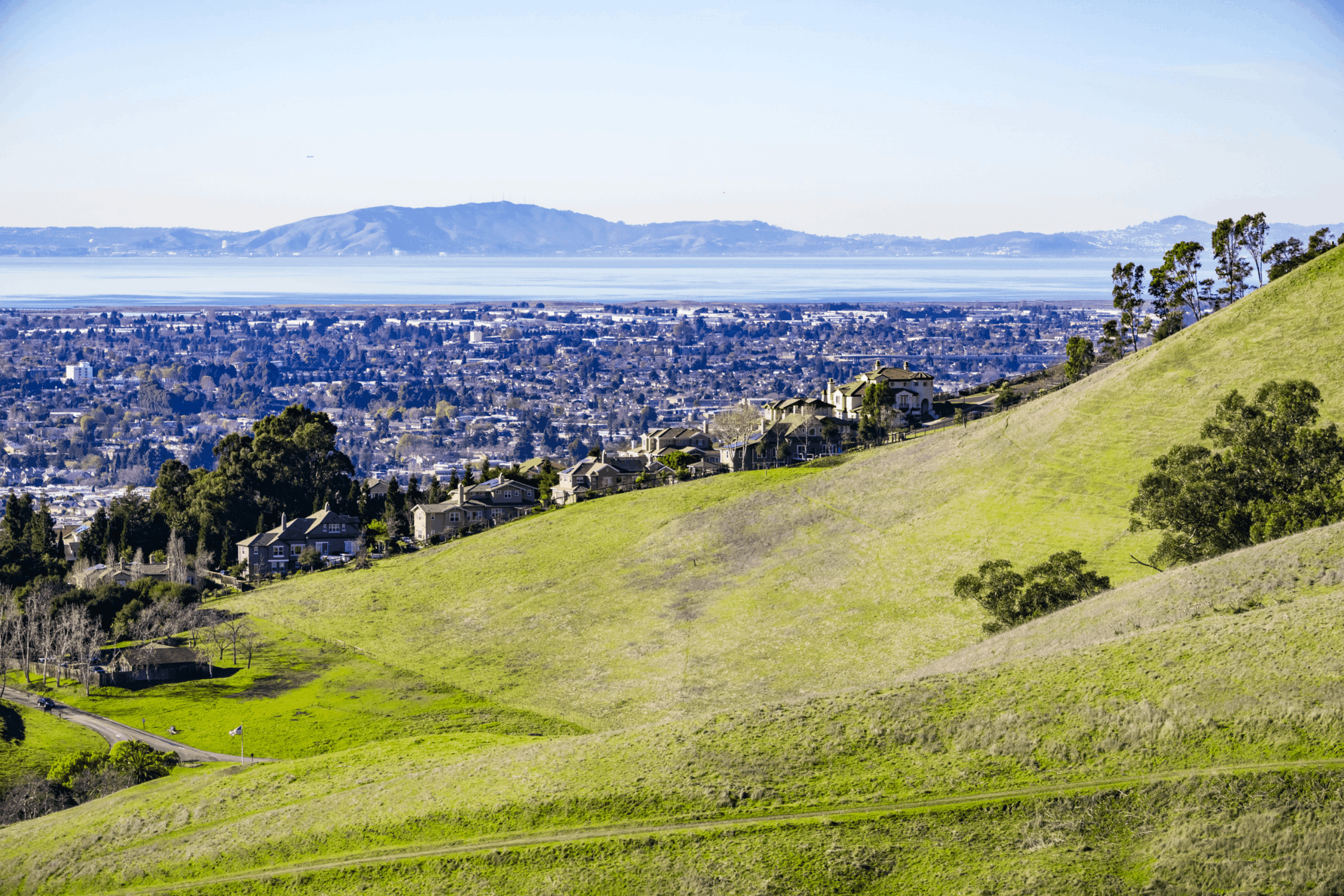 View towards the towns of east bay, San Francisco bay area, Hayward, California