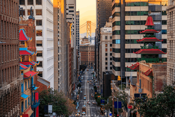 Drone view of Santa Clara and Silicon Valley in California.